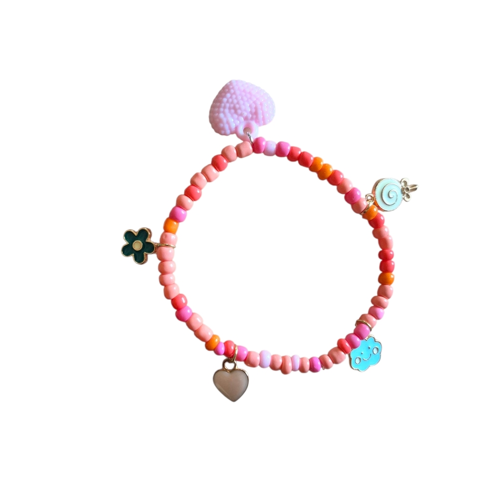 Colorful Beaded Kids Bracelet with Charms